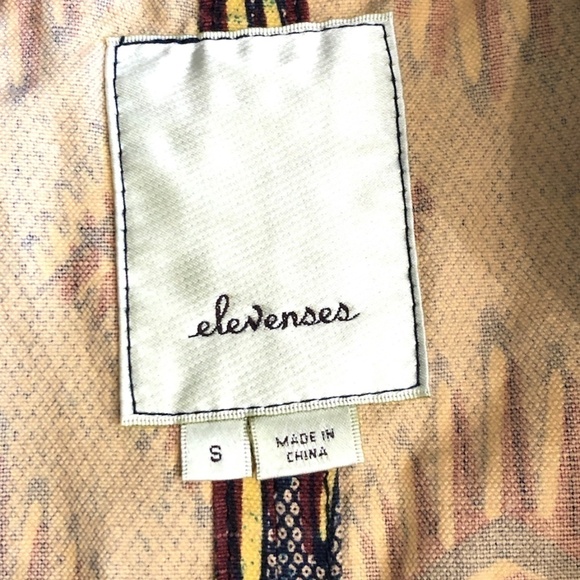 ANTHROPOLOGIE ELEVENSES Vest Women's Size Small Geo Vest Linen Brown Safari - Picture 6 of 13